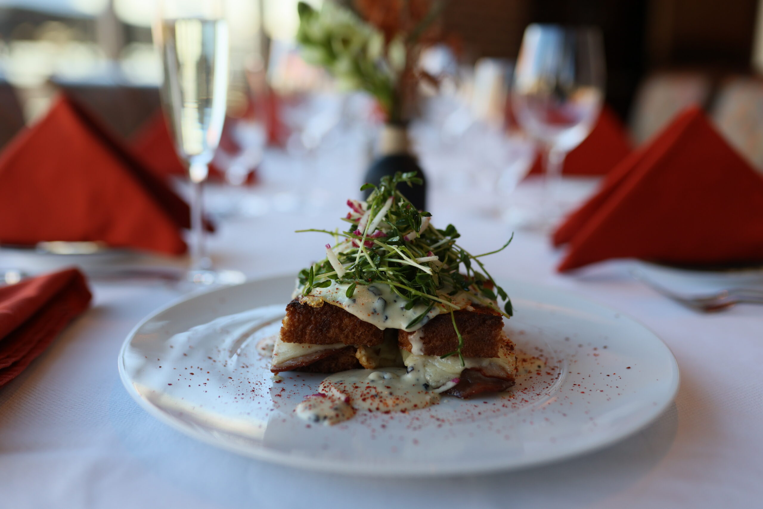Restaurant food photography of a plated entree