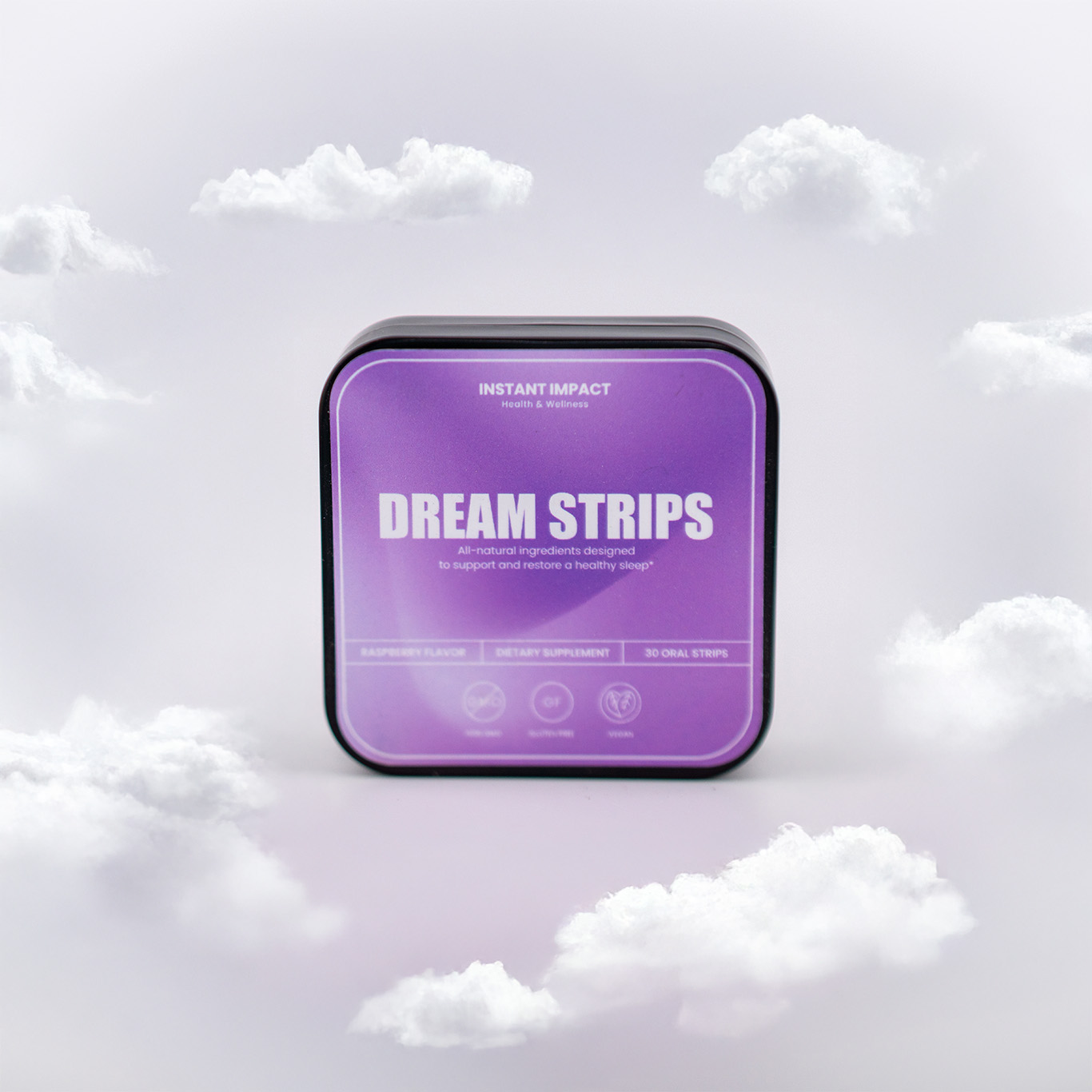 Creative studio product photography of Dream Strips packaging